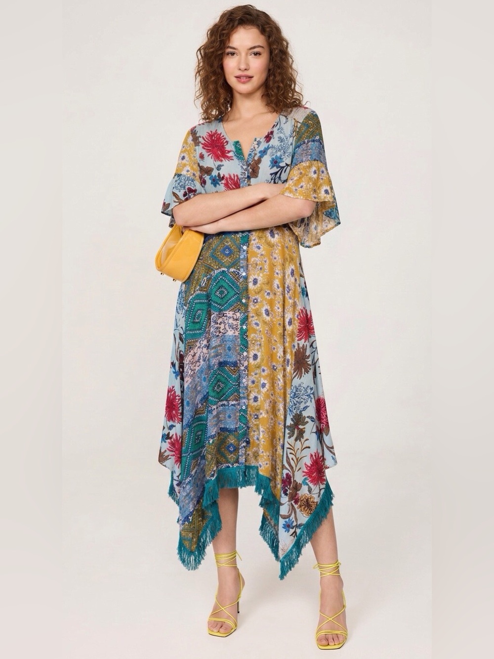 UMGEE USA Size L Asymmetrical Patchwork Maxi Dress